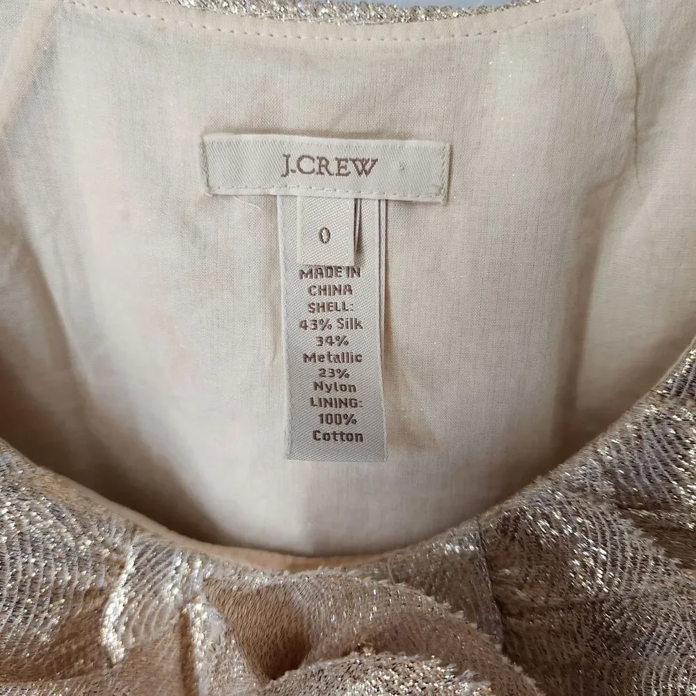 J Crew Gypsy Rose Metallic Cami top blouse silk Size 0 Women’s Shimmering Gold